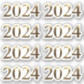 Sticker Faux Gold Année Numéro Bonne Année 2024 (Devant)