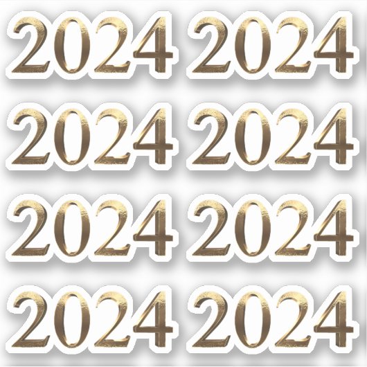 Sticker Faux Gold Année Numéro Bonne Année 2024 (Devant)