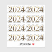 Sticker Faux Gold Année Numéro Bonne Année 2024 (Feuille)
