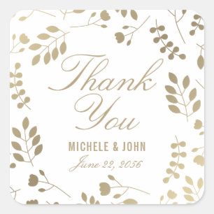 Sticker Faux Gold Chic Botanical Merci Favor