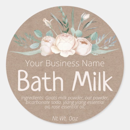 Sticker Faux Kraft Étiquette Pour Lait Bain Maison (Devant)