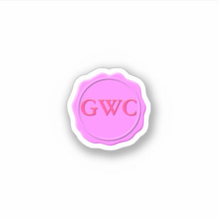 Sticker Faux Pink Wax Seal Monogramme personnalisé