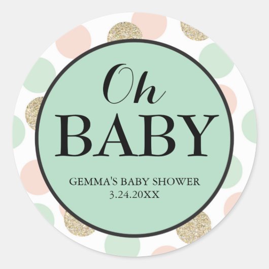 Sticker Faveur baby shower Party, Neutre Genre (Devant)
