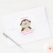 Sticker Faveur Customisé Bambino Singe Rose (Enveloppe)