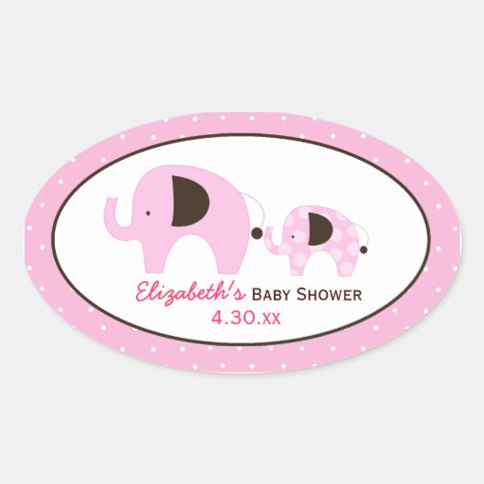 Sticker Faveur Ovale Personnalisé Dottie Elephant (Devant)