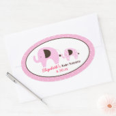 Sticker Faveur Ovale Personnalisé Dottie Elephant (Enveloppe)
