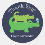 Sticker Faveur Personnalisé Preppy Alligator (Devant)