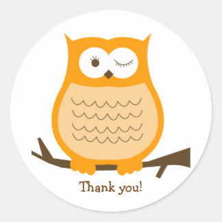 Sticker Faveur rond ORANGE OWL | Sceau d'enveloppe