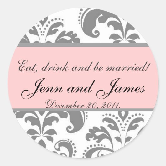 Sticker Favor de mariage Mangez, buvez et soyez ma (Devant)