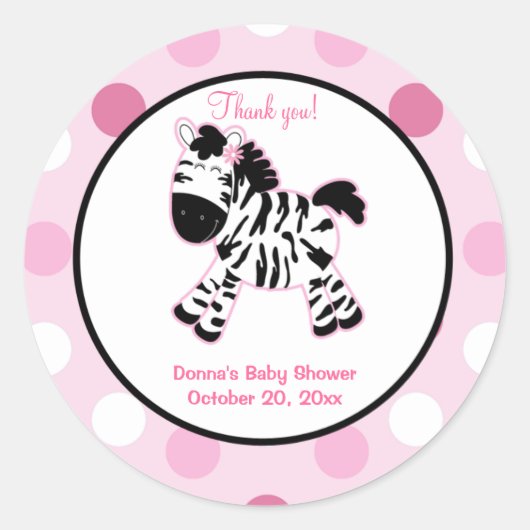 Sticker Favori Rose Zebra Round (Devant)