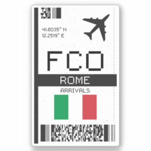Sticker FCO Rome Boarding Pass - Italie Travel