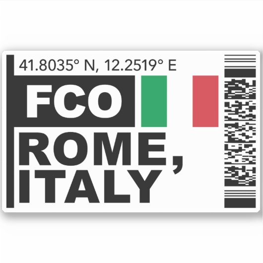 Sticker FCO Rome Boarding Pass - Italy Travel (Devant)