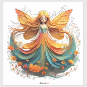 Sticker Fée de fantasy enchanteresse avec des ailes coloré