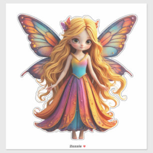 Sticker Fée de fantasy enchanteresse avec des ailes coloré