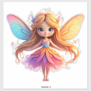 Sticker Fée de fantasy enchanteresse avec des ailes coloré