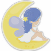 Sticker Fée De Fécule, Fée Mignonne, Fée Sur La Lune (Devant)