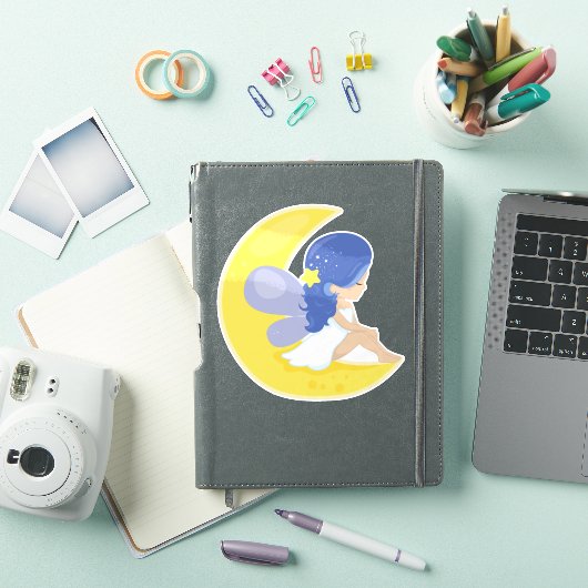 Sticker Fée De Fécule, Fée Mignonne, Fée Sur La Lune (Couverture iPad)