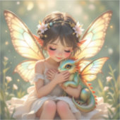 Sticker Fée et Dragon | Chibi Conte de Fées Anime (Recto)