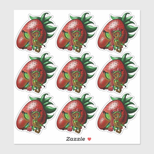 Sticker Fée et fraise afro-américaines (Feuille)