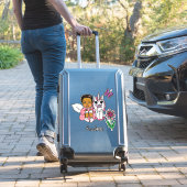Sticker Fée ethnique, licorne et nom tirés à grande main (Valise Insitu)
