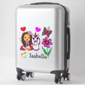 Sticker Fée ethnique, licorne et nom tirés à la main (Sur valise)