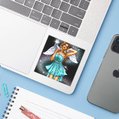 Sticker Fée féminine magique (Ordinateur portable avec iPhone)