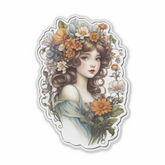 Sticker Fée rétro adorable (Devant)