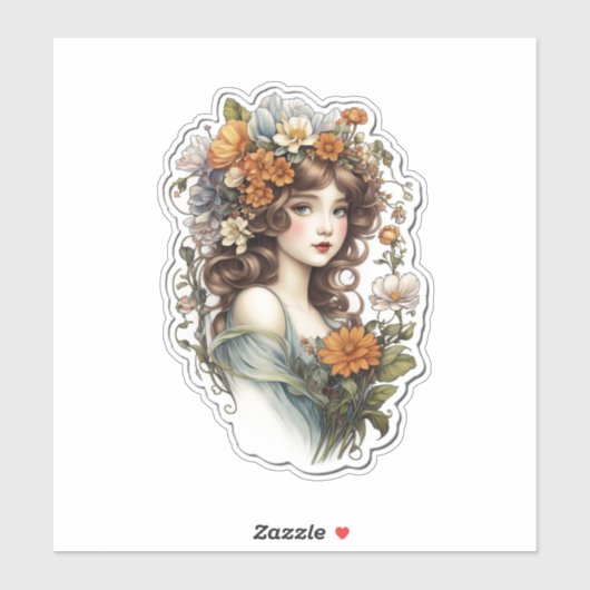 Sticker Fée rétro adorable (Feuille)