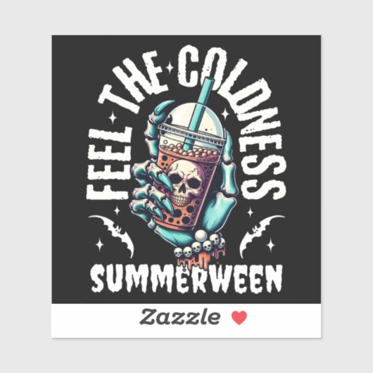 Sticker Feel the Coldness Summerween Skull Iced Bubble Tea (Feuille)