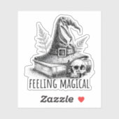 Sticker Feeling Magical Witches Spell Book and Skull (Feuille)