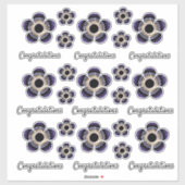 Sticker Félicitations Blue et Gold Fractal Art Floral (Feuille)