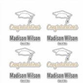 Sticker Félicitations Graduate Name Black White and Gold (Devant)