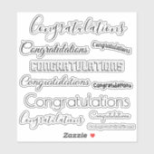 Sticker Félicitations mots seulement | #2 Noir uniquement (Feuille)