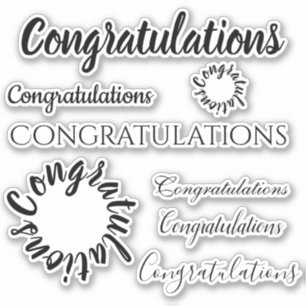 Sticker Félicitations mots seulement   Script floral noir