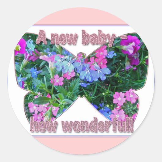 Sticker Félicitations Nouveau Bébé Fleurs mixtes (Devant)