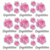 Sticker Félicitations Pink Variegated Rose Cutout Photo (Devant)