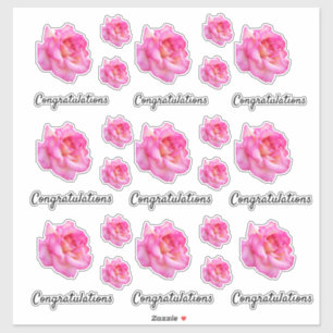 Sticker Félicitations Pink Variegated Rose Cutout Photo