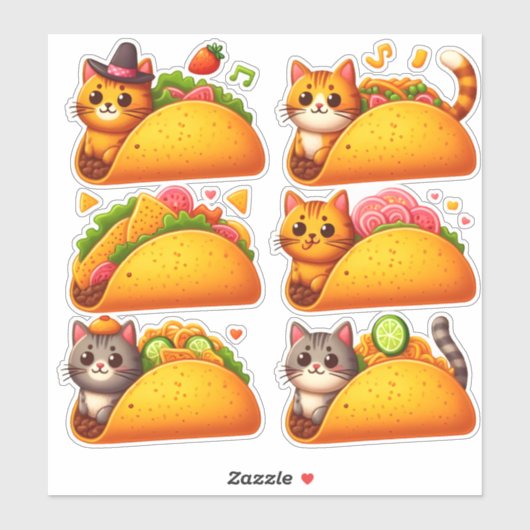 Sticker Feline Fiesta à Taco (Feuille)