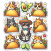 Sticker Feline Fiesta : Chats et Tacos (Devant)