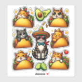 Sticker Feline Fiesta : Chats et Tacos (Feuille)