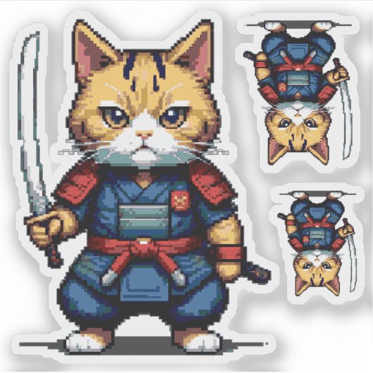 Sticker Feline Samurai Warrior (Devant)