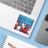 Sticker Felines Contre Felons (Ordinateur portable avec iPhone)
