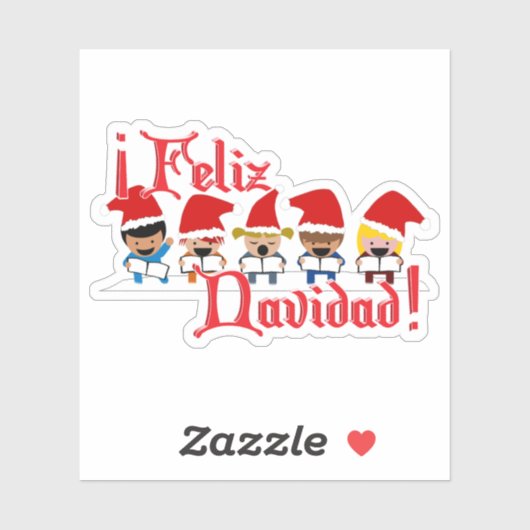 Sticker Feliz Navidad Caroling Enfants Noël (Feuille)