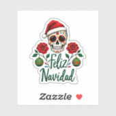 Sticker Feliz Navidad Sugar Skull Mexican Christmas T-Shir (Feuille)