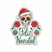 Sticker Feliz Navidad Sugar Skull Mexican Christmas T-Shir (Devant)
