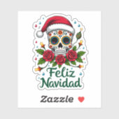 Sticker Feliz Navidad Sugar Skull Mexican Christmas T-Shir (Feuille)