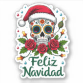 Sticker Feliz Navidad Sugar Skull Mexican Christmas T-Shir (Devant)