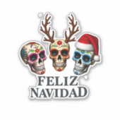 Sticker Feliz Navidad Sugar Skulls Reindeer Santa Mexican (Devant)