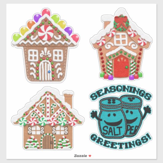 Sticker Felt Look Gingerbread Maisons | Style d'applicatio (Feuille)