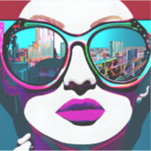 Sticker Femme Abstraite en lunettes de soleil avec réflexi (Devant)